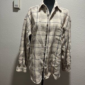Structure Cream and Navy Checkered Shirt
